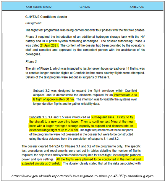 Extract from AAIB accident report. 