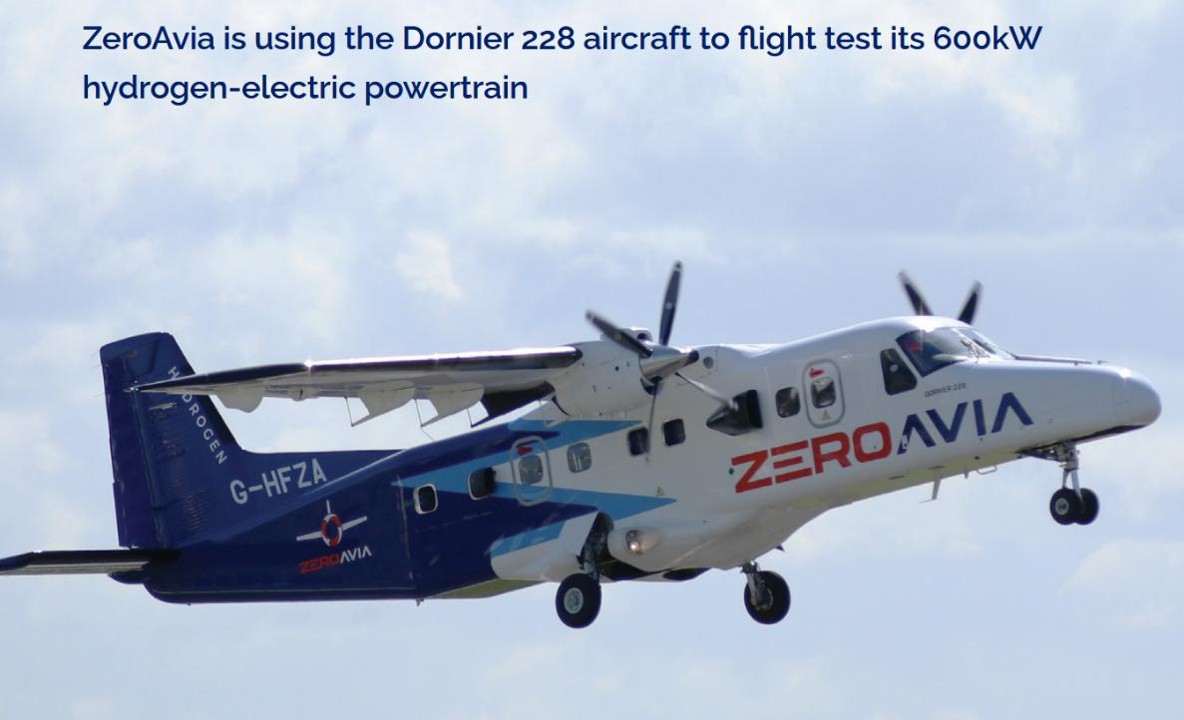 ZeroAvia's Dornier 228 - which had a 400kW powertrain including two 120kW hydrogen fuel cells.